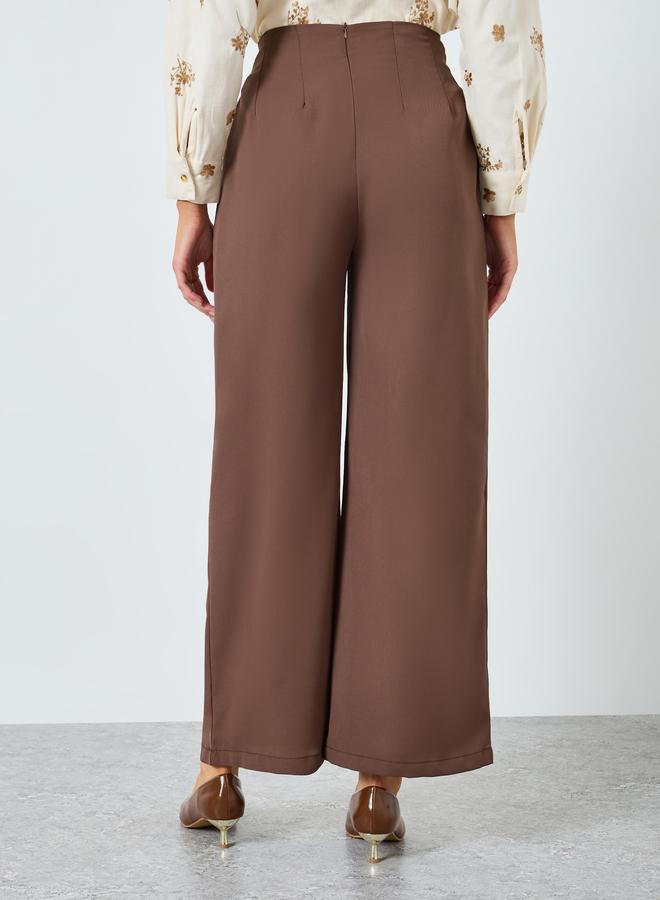 Styli Women Brown Wide Leg Pants - Image 4